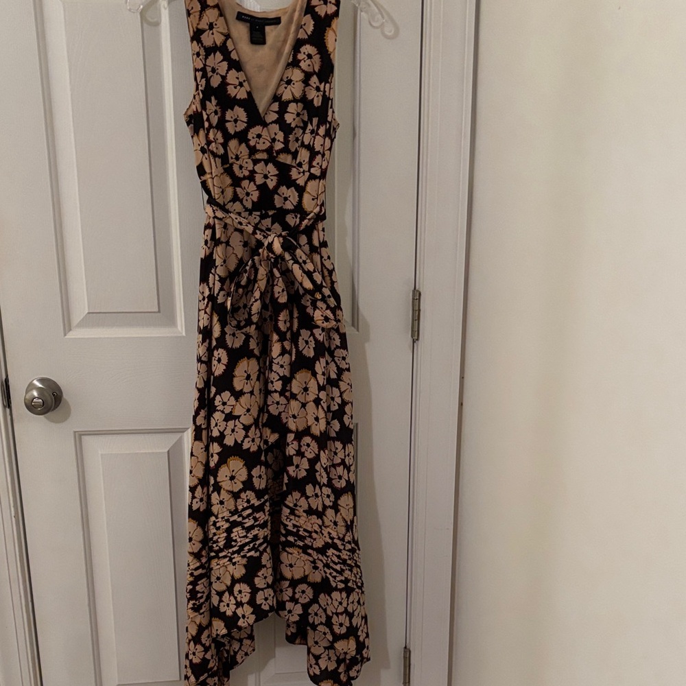 Marc By Marc Jacobs Cotton Black and Cream Floral Dress with scallop bottom